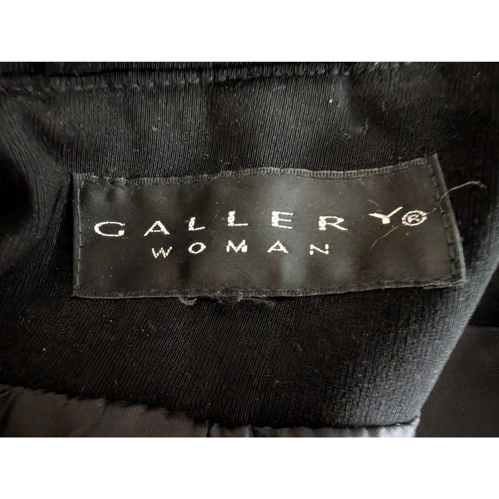 Gallery Woman Black Longline Trench Coat Collared Button Front Plus Size 3X - Picture 3 of 11